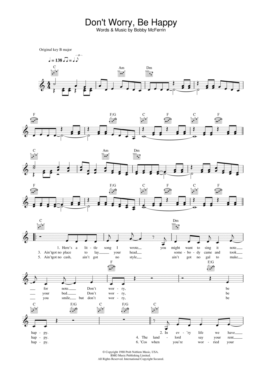 Don't Worry, Be Happy Don't Worry, Be Happy Piano scores gallery preview page 1