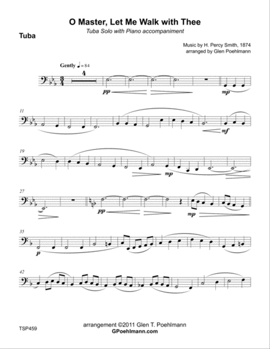 O MASTER LET ME WALK WITH THEE - TUBA SOLO with Piano Accompaniment Piano scores gallery preview page 5