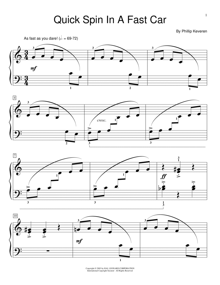 Quick Spin In A Fast Car Piano Method scores gallery preview page 1