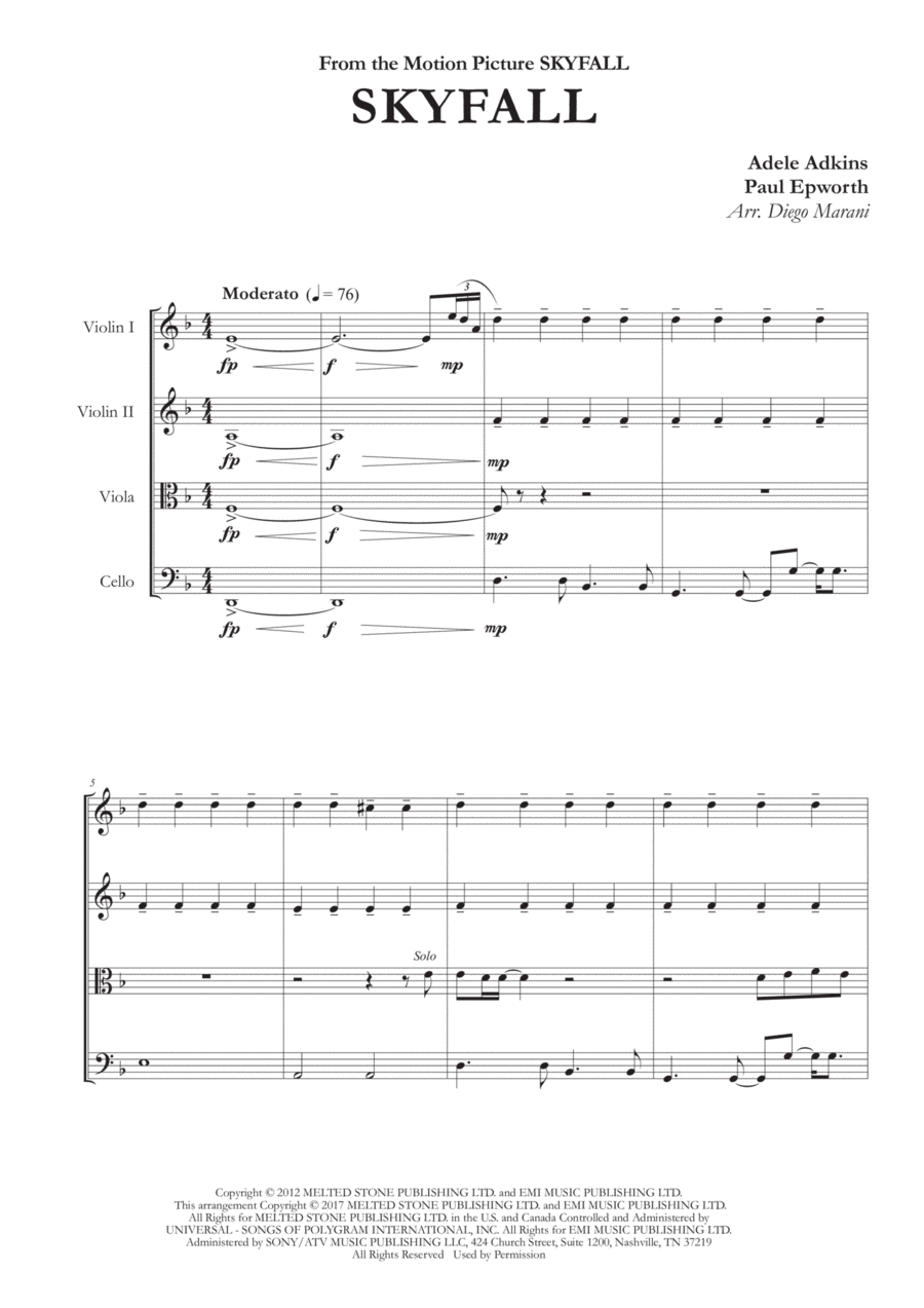Skyfall String Quartet scores gallery preview page 1