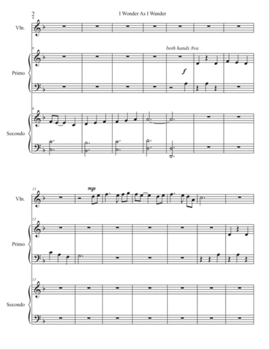 I Wonder As I Wander 1 Piano, 4-Hands scores gallery preview page 2