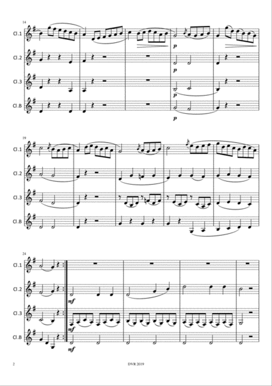 Beethoven Sonatina for Clarinet Quartet image number null