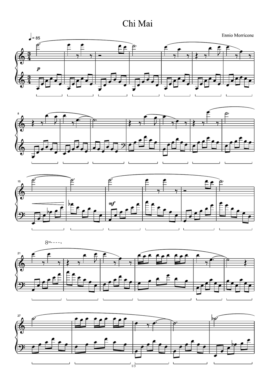 Chi Mai Piano Solo scores gallery preview page 1