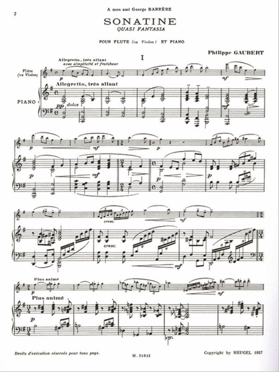 Sonatina For Flute And Piano Flute Solo scores gallery preview page 2