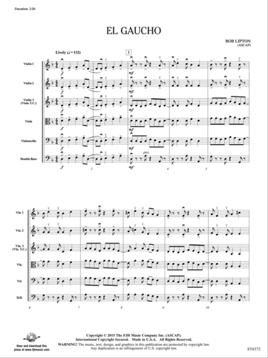 El Gaucho: Score El Gaucho: Score String Orchestra scores gallery preview page 3