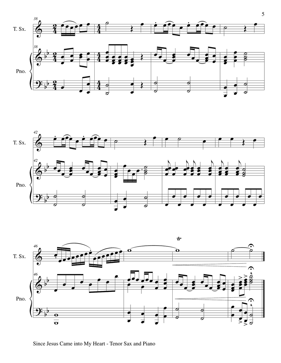 GOSPEL HYMN SUITE (For Tenor Sax & Piano with Score & Tenor Sax Part) Tenor Saxophone scores gallery preview page 6