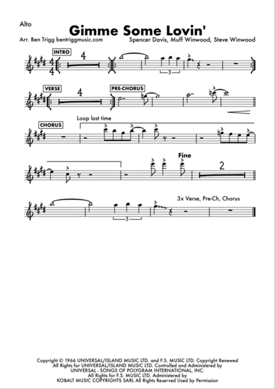 Gimme Some Lovin' Tenor Saxophone scores gallery preview page 3