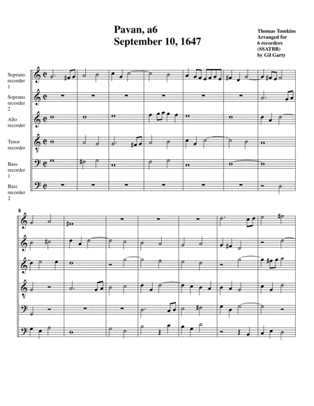 Pavan (1647) (arrangement for 6 recorders)