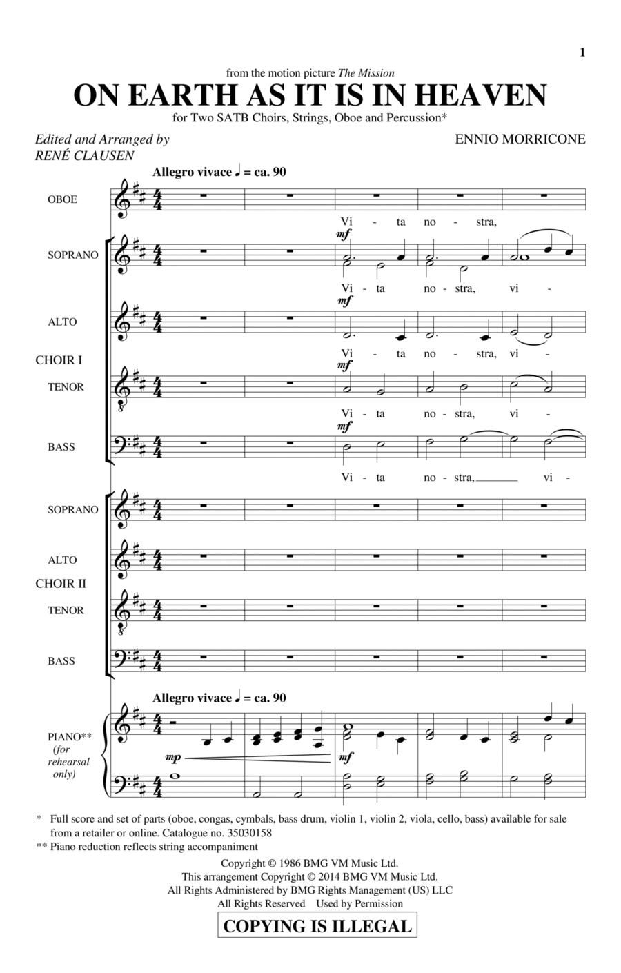 On Earth As It Is In Heaven 4-Part scores gallery preview page 1