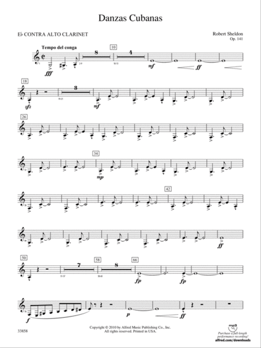 Danzas Cubanas: (World Part) E-flat Contrabass Clarinet Concert Band scores gallery preview page 1