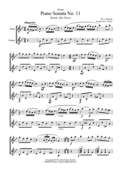 Rondo alla turca for flute and guitar image number null