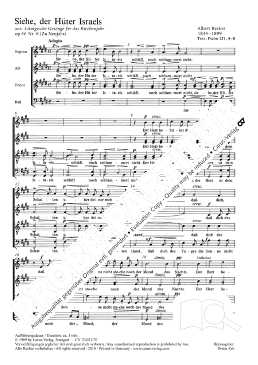 Siehe, der Huter Israels Siehe, der Huter Israels 4-Part scores gallery preview page 2