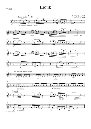 Book cover for Grieg Erotik Op.43,No.5, for string quartet, CG201