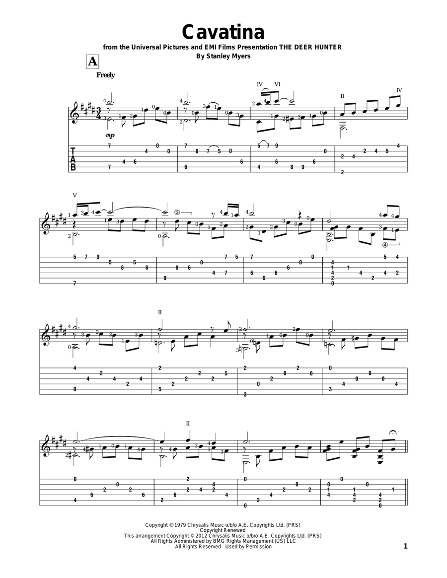 Cavatina (from The Deer Hunter) Electric Guitar scores gallery preview page 1