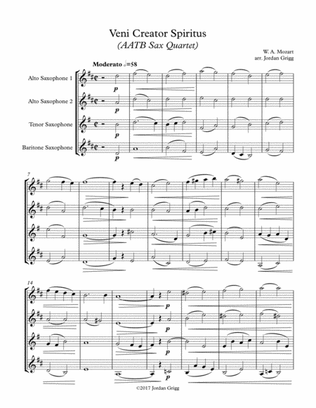 Veni Creator Spiritus (AATB Sax Quartet) - Score and parts