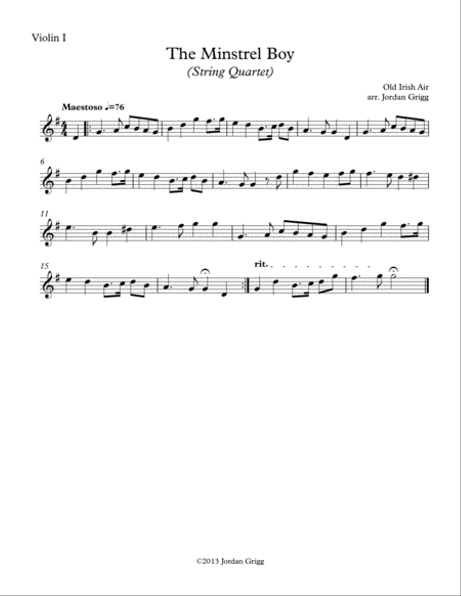 The Minstrel Boy (String Quartet) String Quartet scores gallery preview page 2