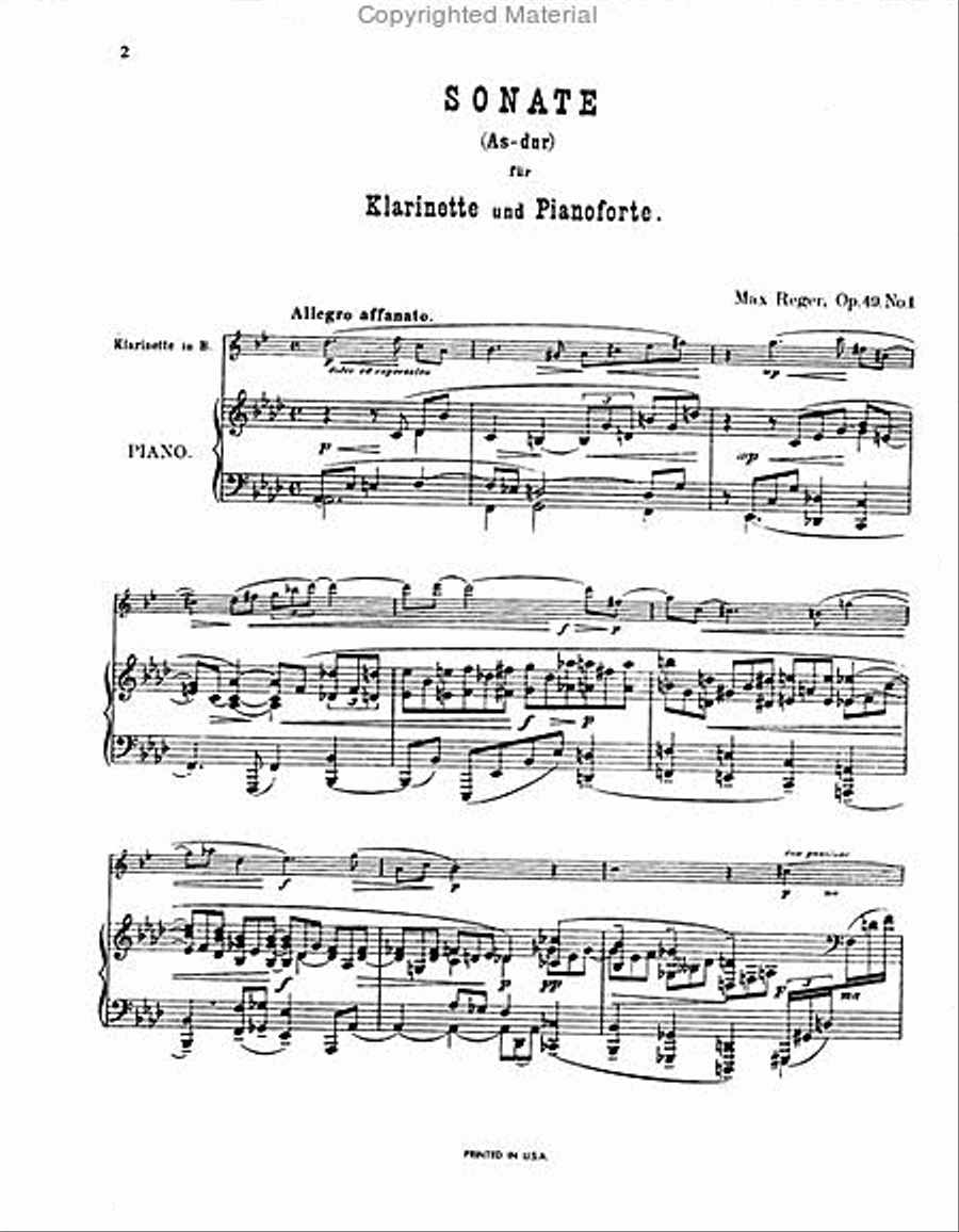Sonata in A Major, Op.49 Clarinet Solo scores gallery preview page 2