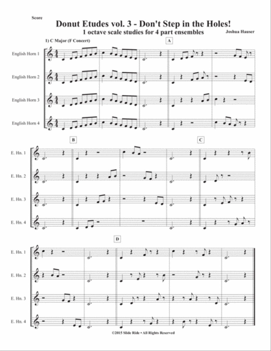 Donut Etudes vol. 3: Don’t Step in the Holes! – English Horn Quartet English Horn scores gallery preview page 3