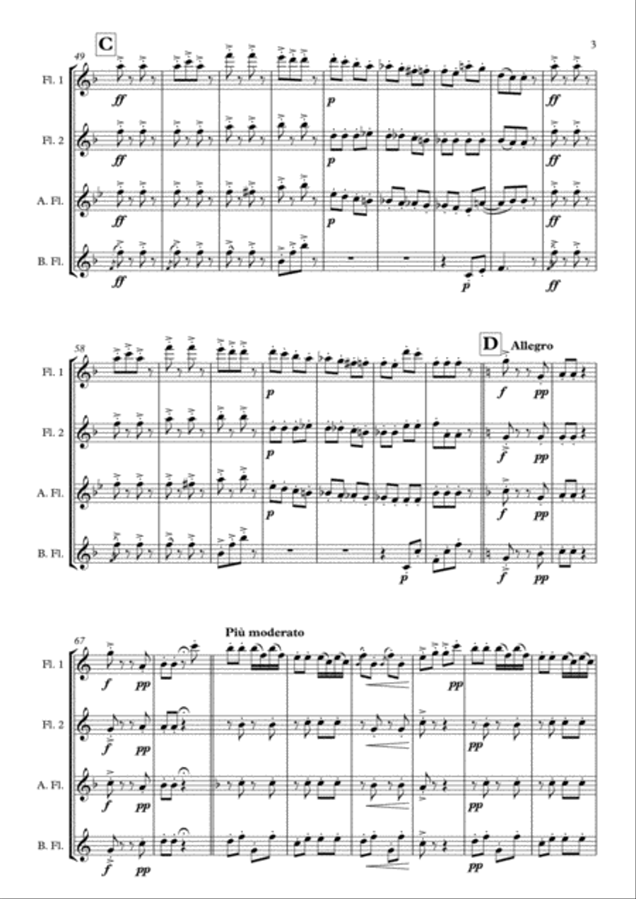 Pizzicato Polka arranged for Flute Quartet Flute Quartet scores gallery preview page 5