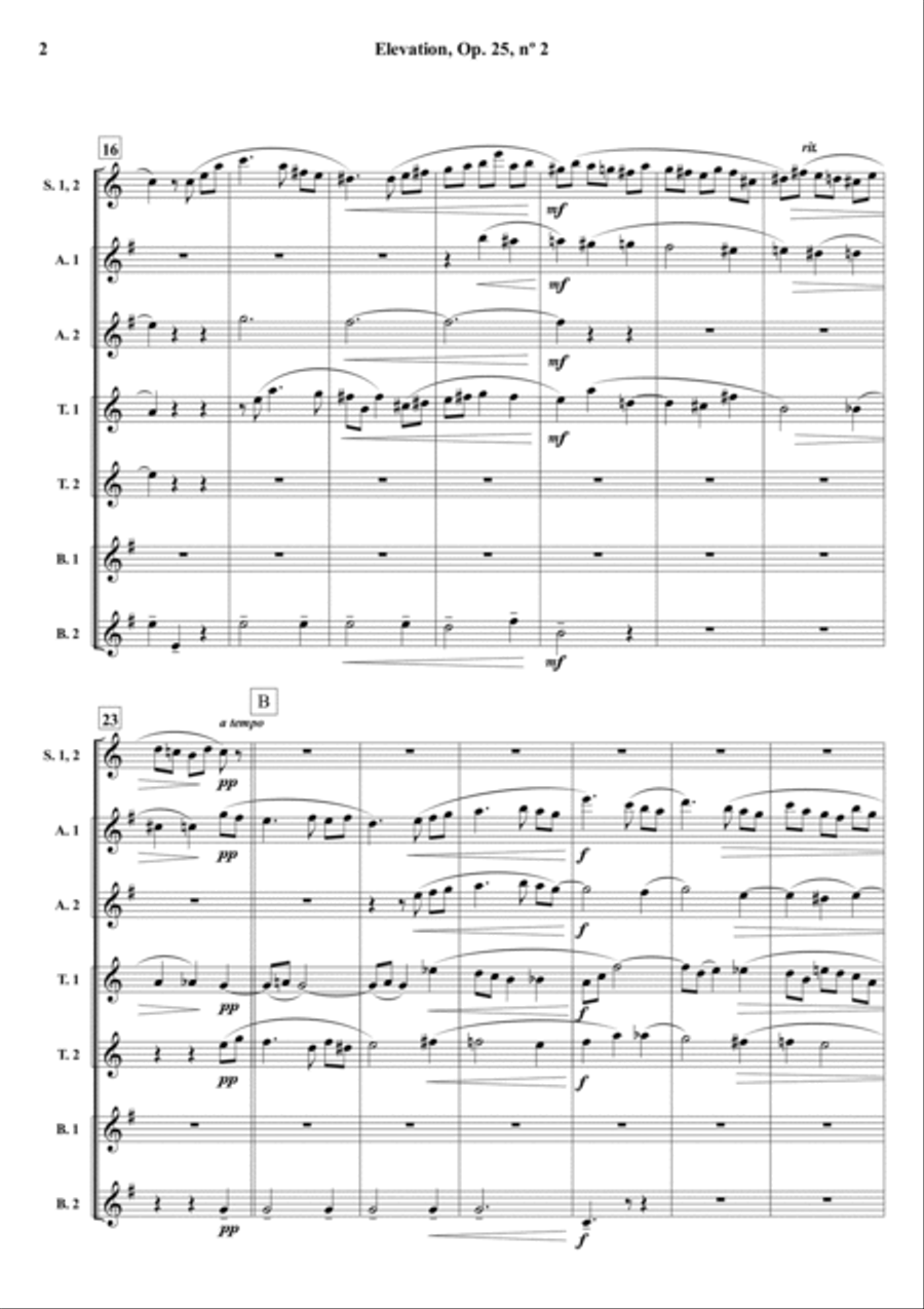 Elevation, Op. 25, nº 2 - For Saxophone Ensemble Woodwind Ensemble scores gallery preview page 3