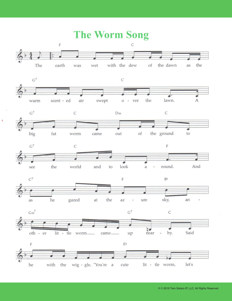 The Worm Song Piano, Vocal scores gallery preview page 1
