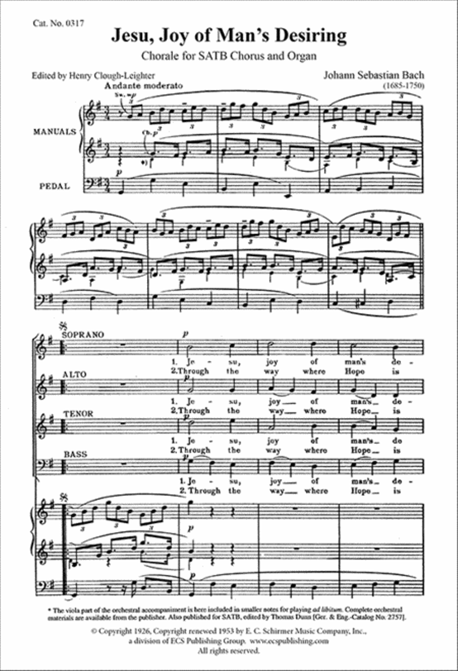 Jesu, Joy of Man's Desiring 4-Part scores gallery preview page 1
