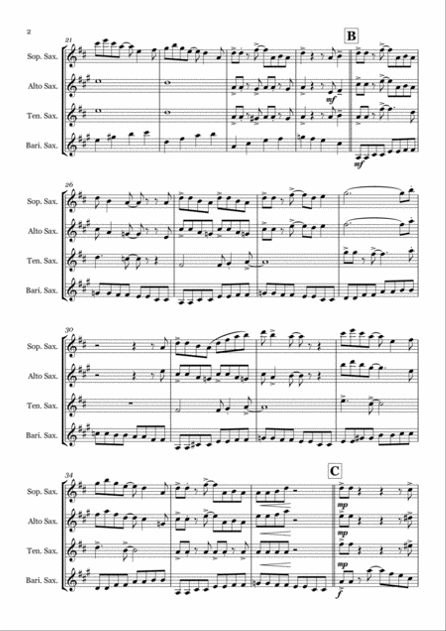 Annie B's Boogie - Saxophone quartet (SATB) Saxophone Quartet scores gallery preview page 2