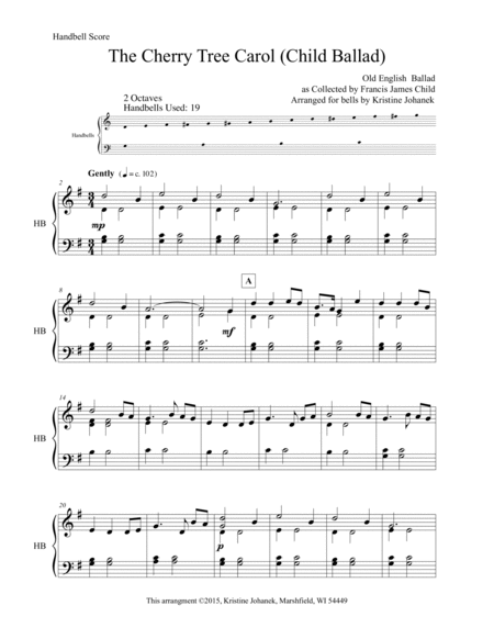 Cherry Tree Carol (Child Ballad) (2 octave handbells, tonechimes or hand chimes) image number null