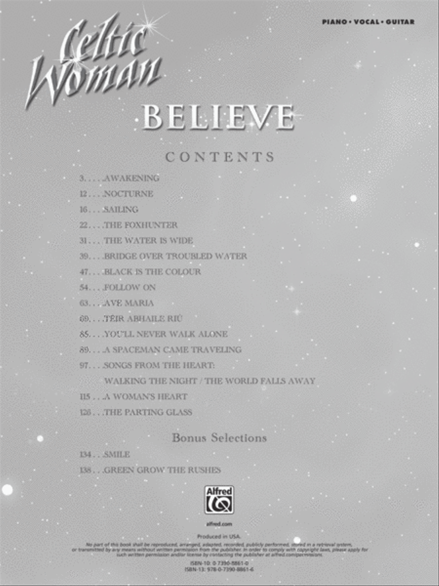 Celtic Woman -- Believe Piano, Vocal, Guitar scores gallery preview page 2