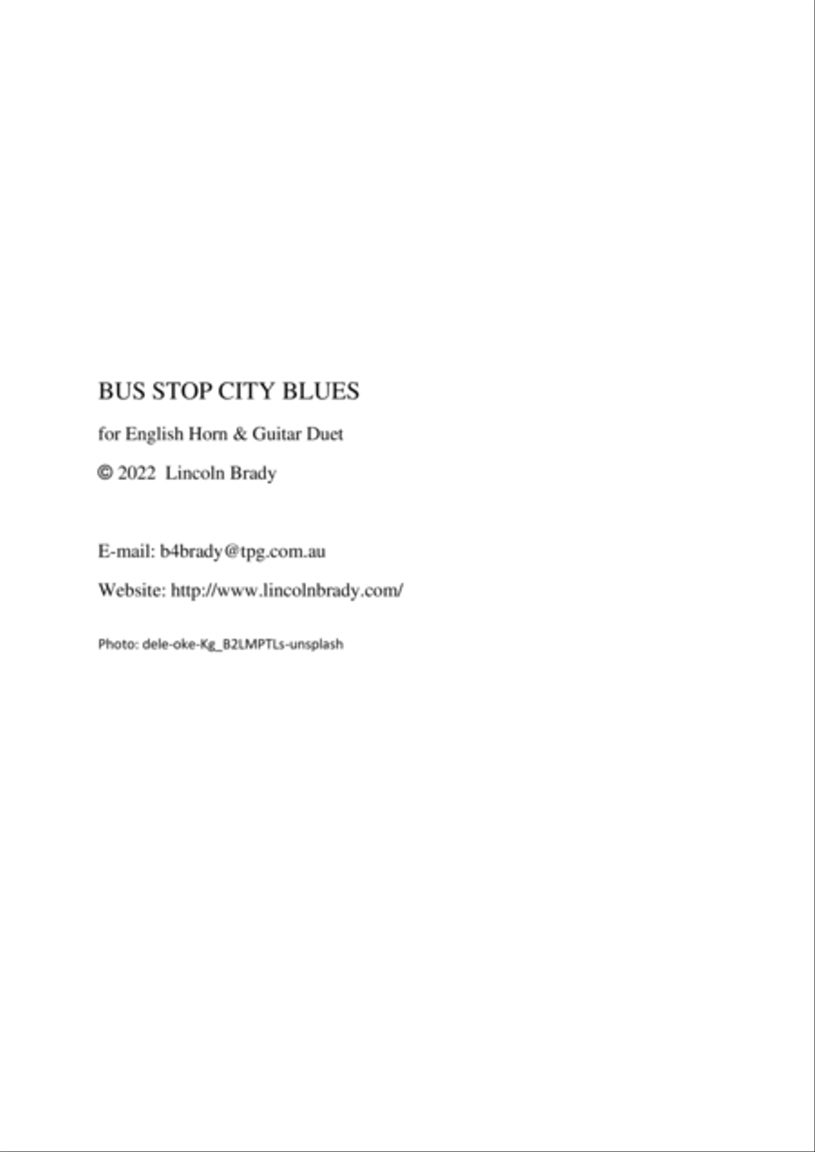 BUS STOP CITY BLUES - English Horn & Guitar Chamber Music scores gallery preview page 2
