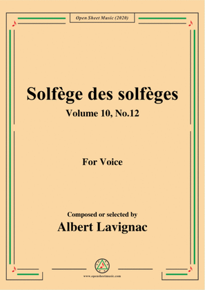 Book cover for Lavignac-Solfège des solfèges,Volume 10,No.12,for Voice