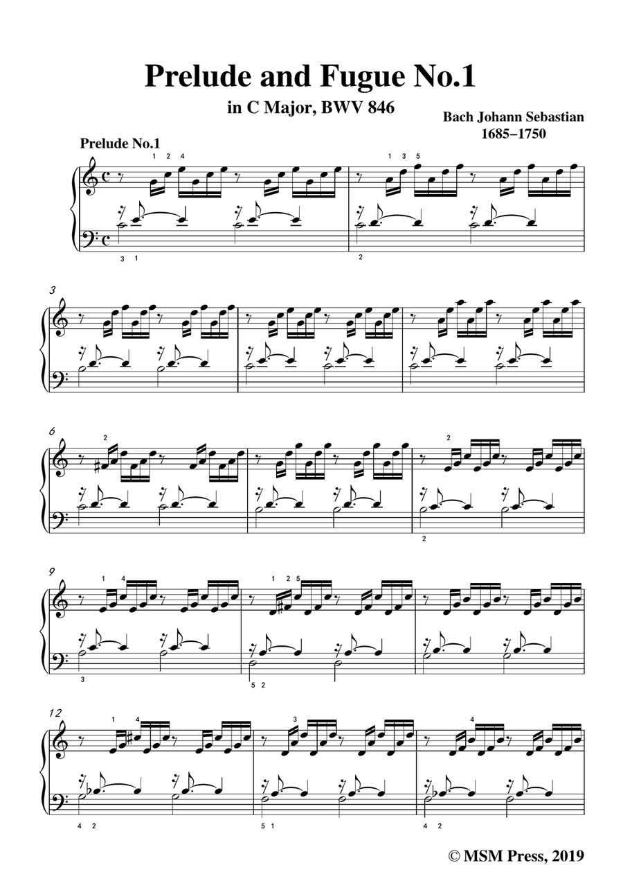 Bach,J.S.-Prelude and Fugue No.1,in C Major,from Das wohltemperierte Klavier I BWV 846,for keyboard Piano Solo scores gallery preview page 3