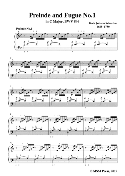 Bach,J.S.-Prelude and Fugue No.1,in C Major,from Das wohltemperierte Klavier I BWV 846,for keyboard image number null