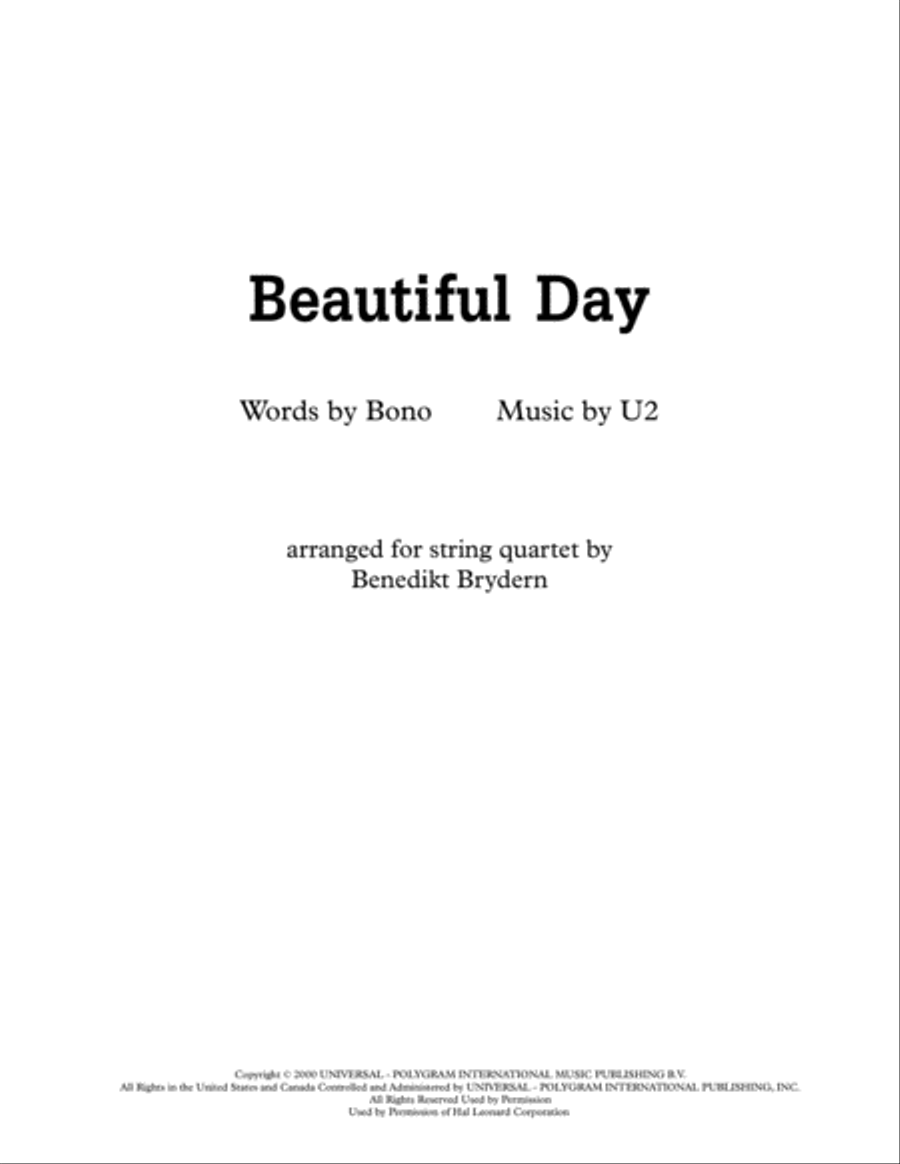Beautiful Day String Quartet scores gallery preview page 1