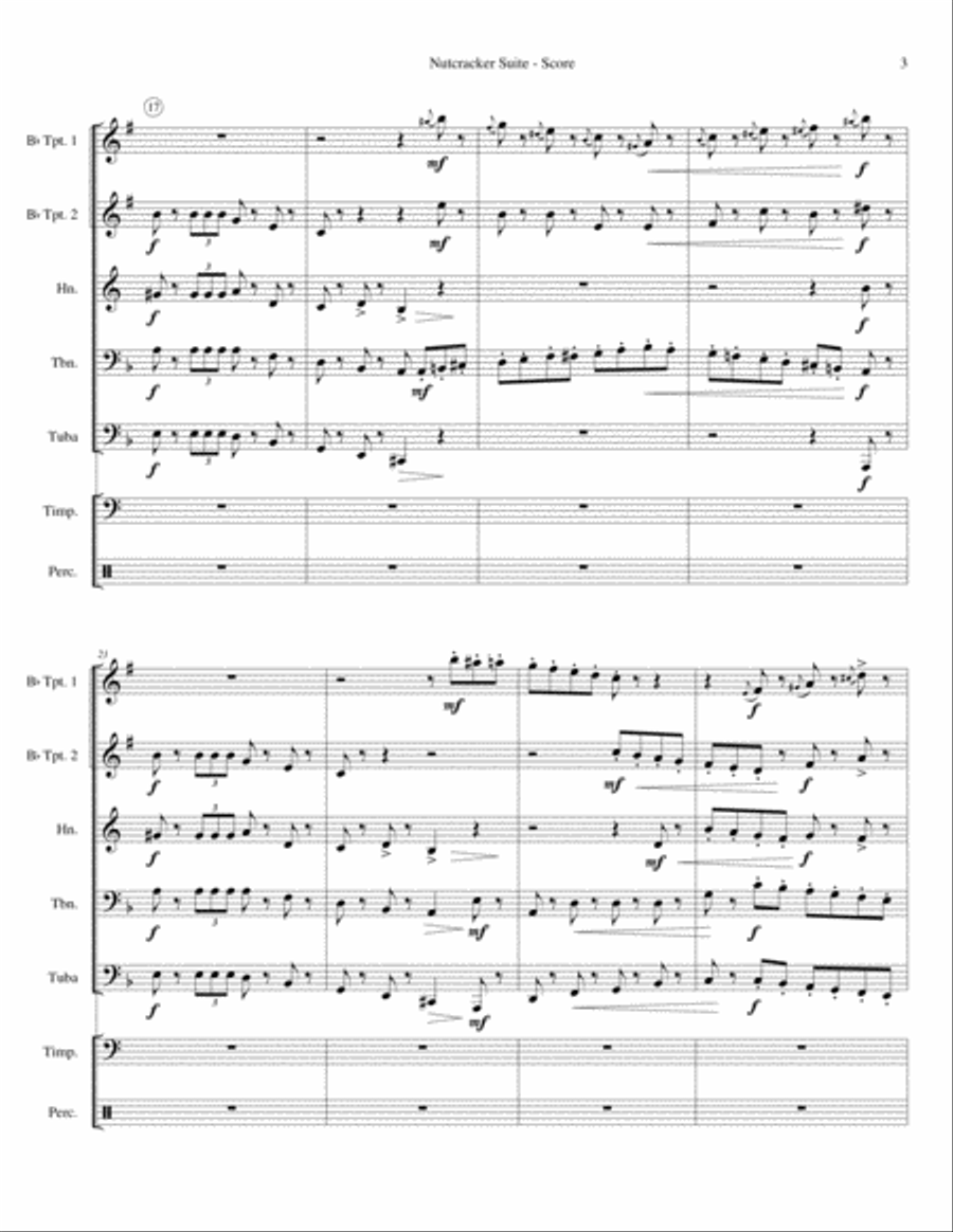 Nutcracker Suite (for Brass Quintet and opt. Percussion) Brass Ensemble scores gallery preview page 4