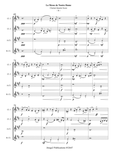 Machaut: La Messe de Nostre Dame for Clarinet Quartet - Score Only image number null