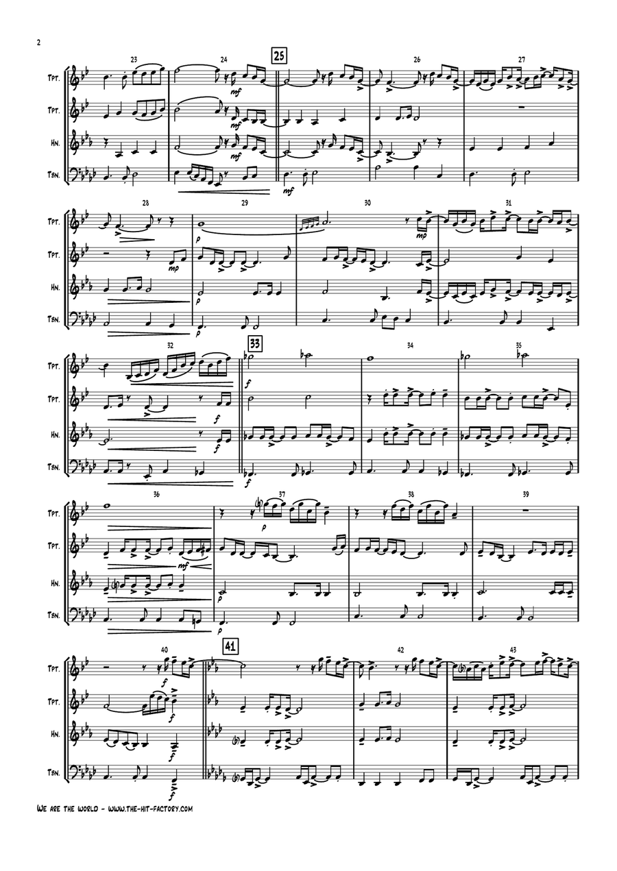 We Are The World Brass Ensemble scores gallery preview page 2