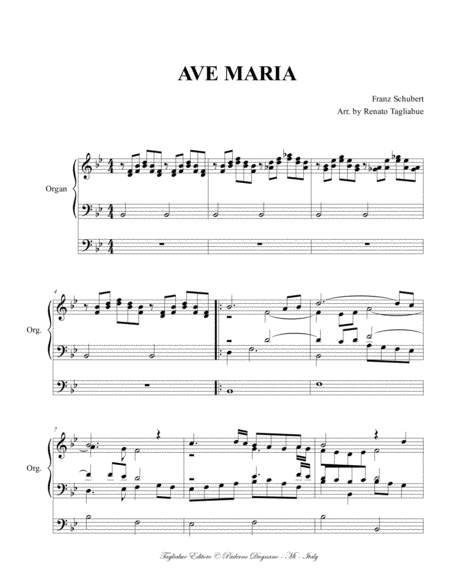 AVE MARIA by SCHUBERT - Arr. for Organ 3 staff - Polyphonic accompaniment image number null