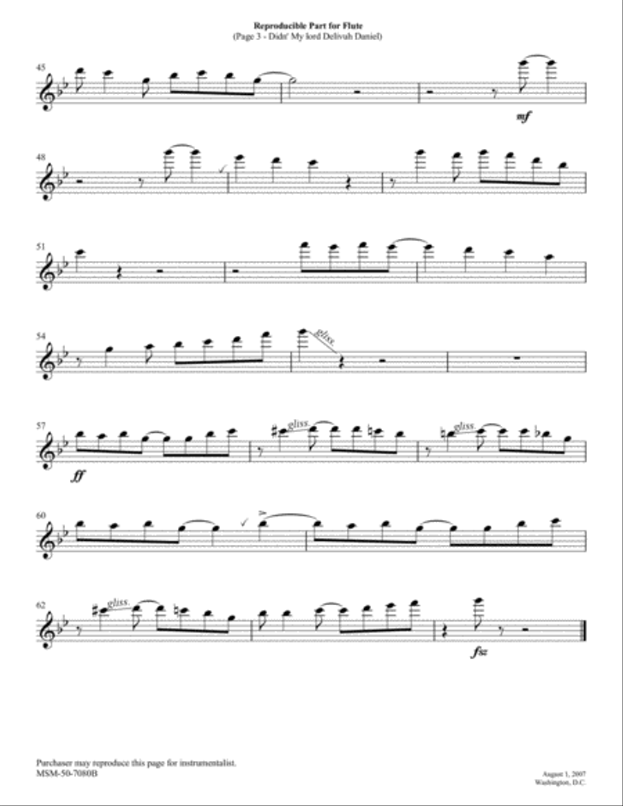 Didn' My Lord Delivuh Daniel? (Downloadable Woodwinds and Percussion Version Instrumental Parts) Choir scores gallery preview page 3