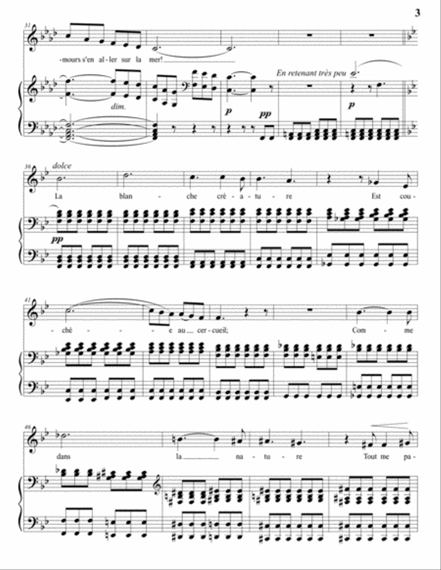 BERLIOZ: Sur les lagunes, Op. 7 no. 3 (transposed to F minor) Voice scores gallery preview page 4
