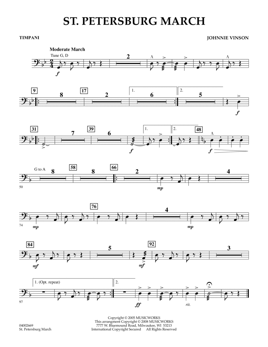 St. Petersburg March - Timpani Concert Band scores gallery preview page 1
