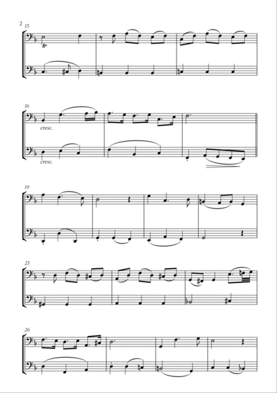 Johann Sebastian Bach - Bist du bei Mir (BWV 508) (F major) (for Trombone and Bassoon) Trombone Duet scores gallery preview page 2
