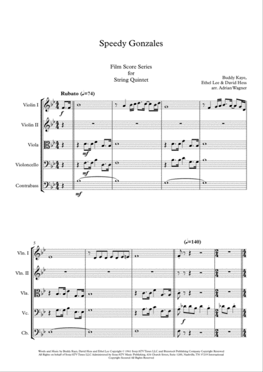 Speedy Gonzales String Quintet scores gallery preview page 3