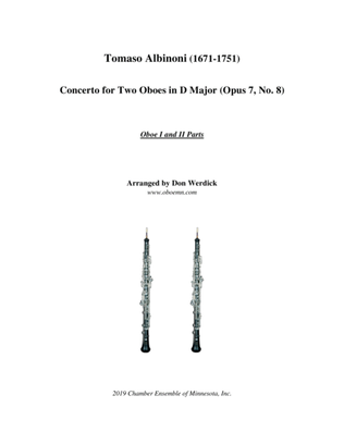 Book cover for Concerto for Two Oboes in D Major, Op. 7 No. 8