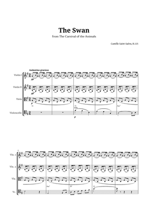 Book cover for The Swan by Saint-Saëns for String Quartet with Chords