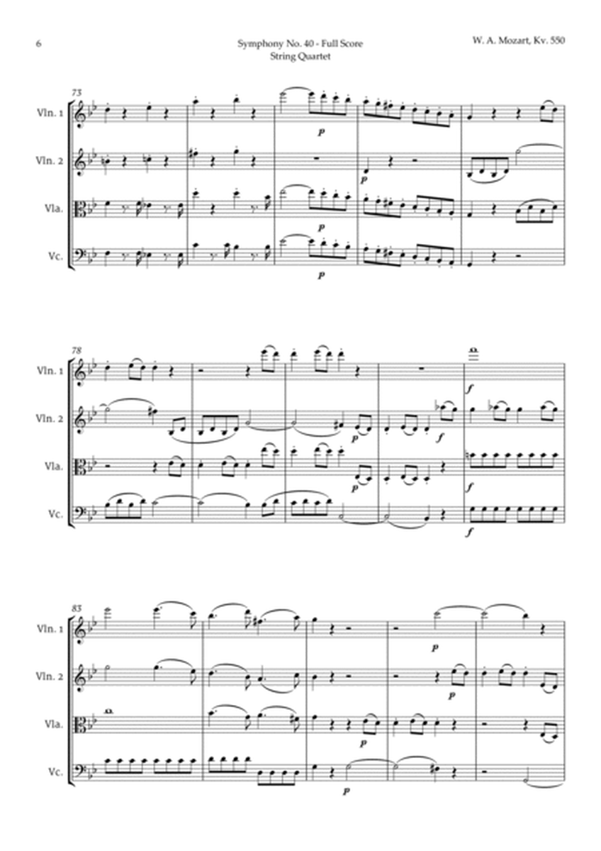 Symphony No. 40 by Mozart for String Quartet image number null