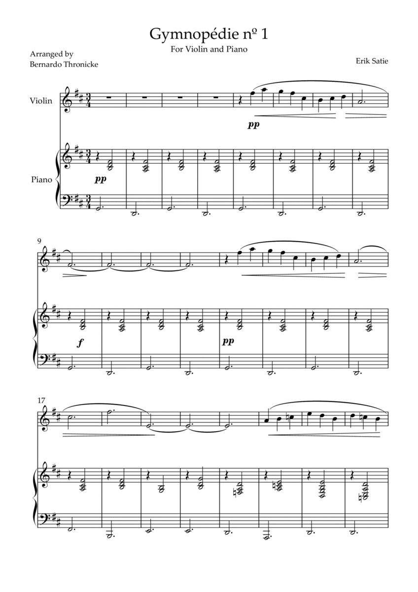 Gymnopédie nº 1 - For Violin and Piano image number null