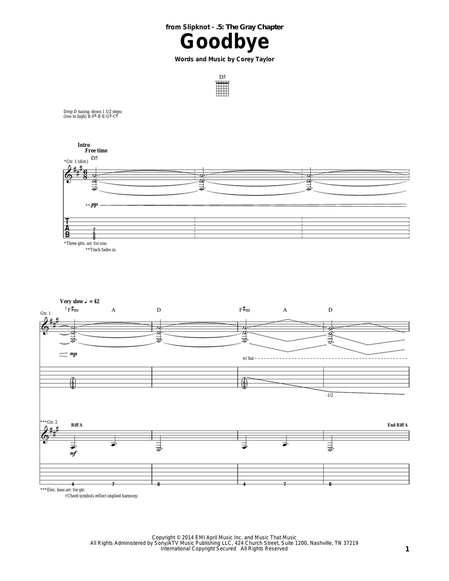 Goodbye Electric Guitar scores gallery preview page 1