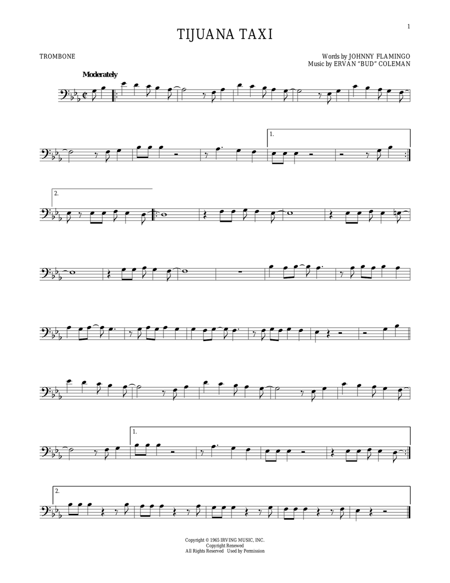 Tijuana Taxi Tijuana Taxi Trombone Solo scores gallery preview page 1