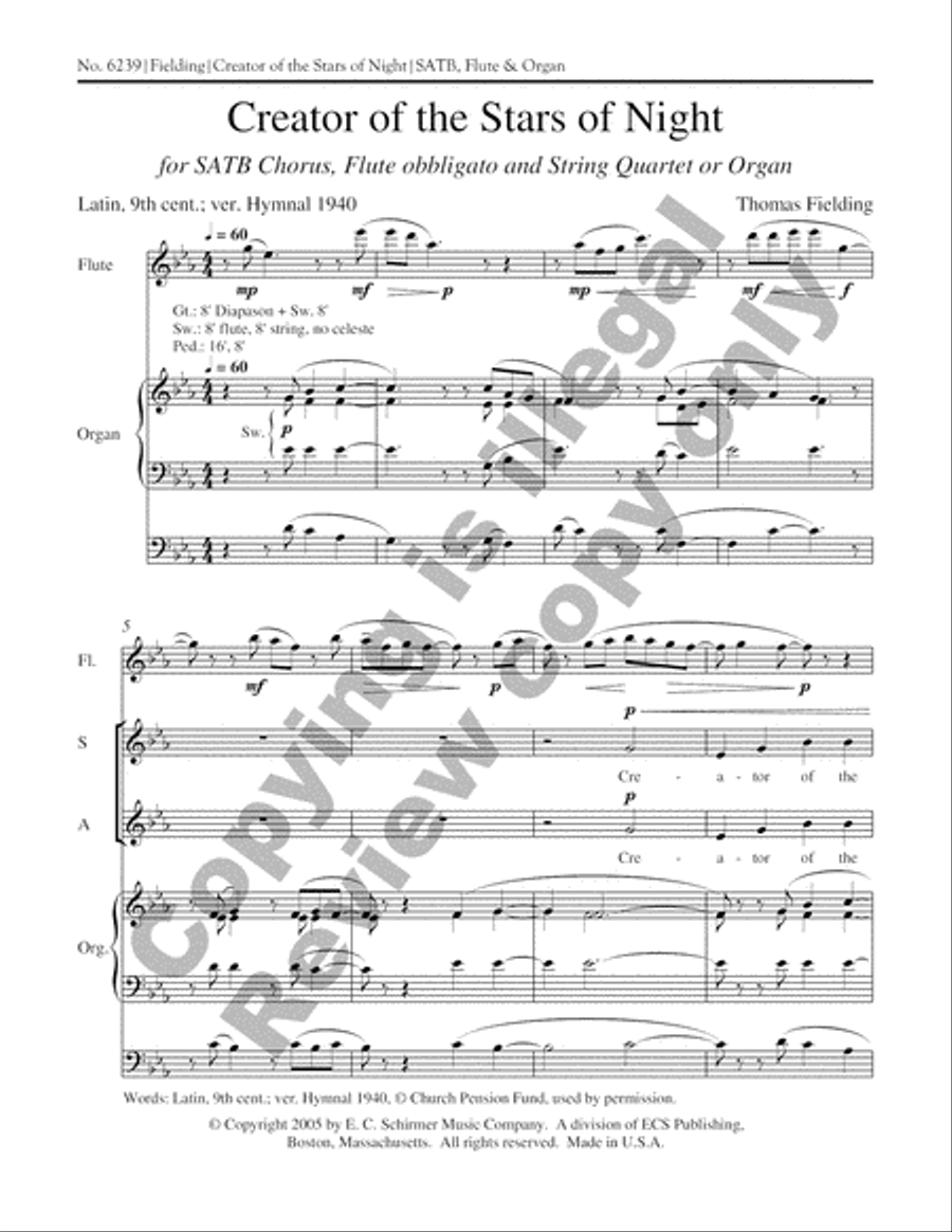 Creator of the Stars of Night (Choral Score) 4-Part scores gallery preview page 3